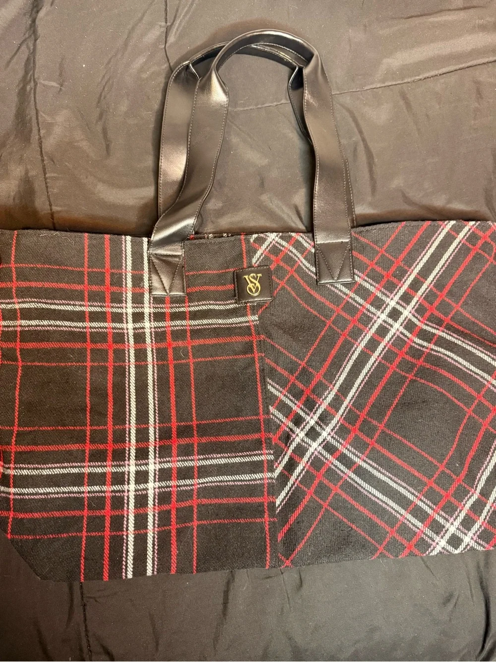 Victoria’s Secret Tote Bag Black, Red, & White Plaid